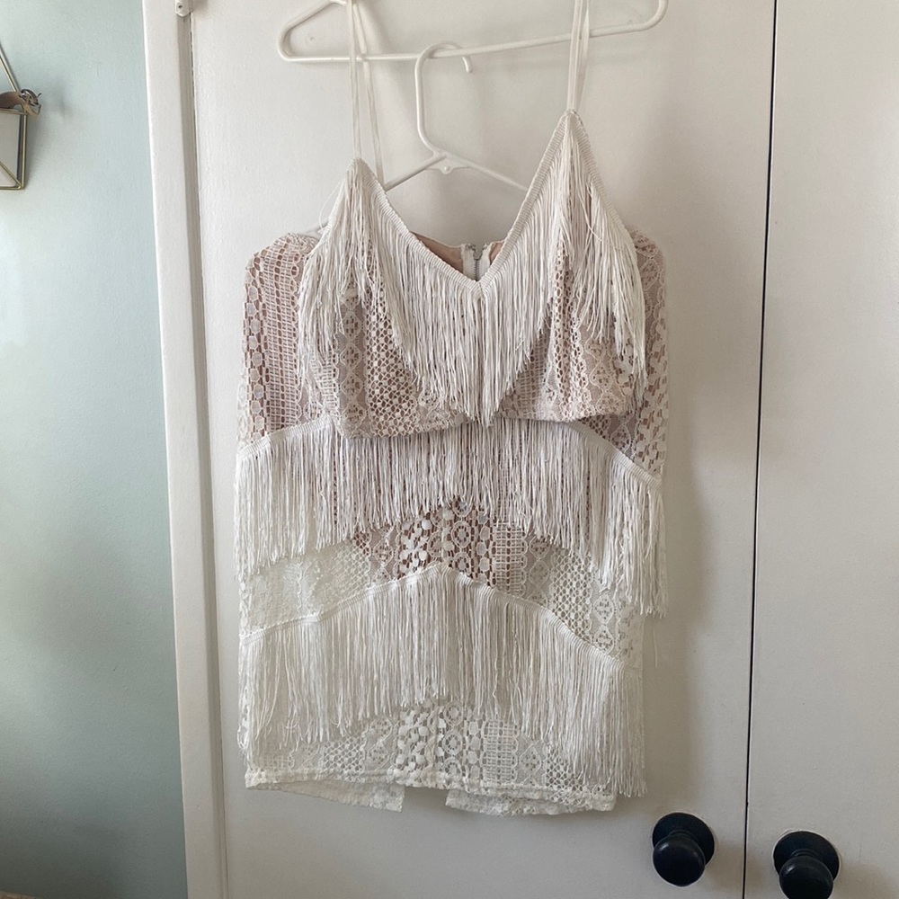 White fringe two piece set
